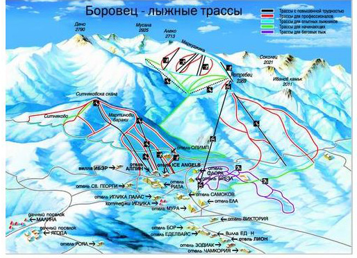 Схема горнолыжных трасс Боровец